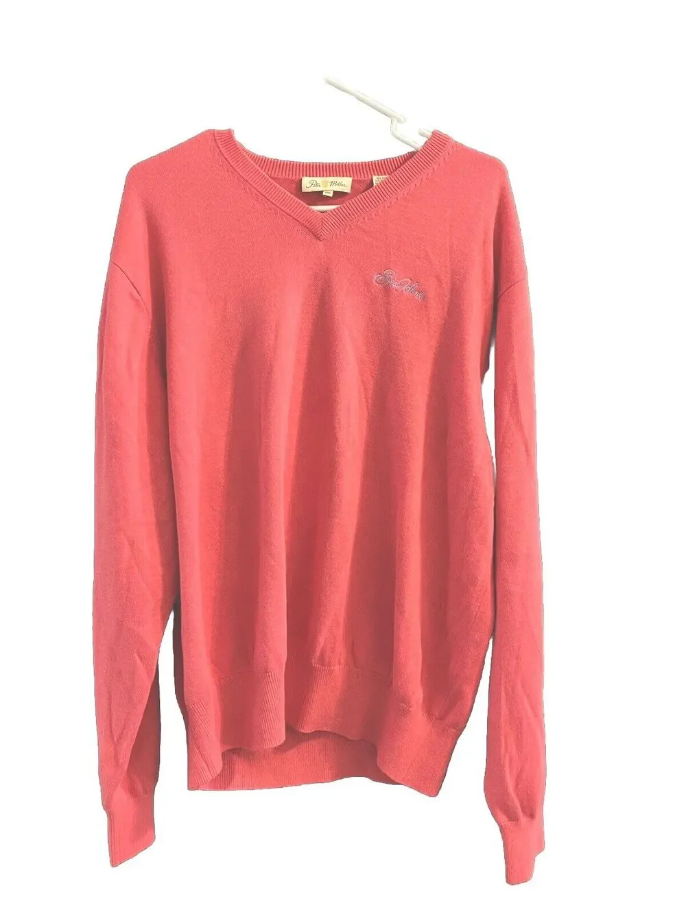 Peter Millar Silk Blend Coral V-Neck Sweater Sea Island Size XXL